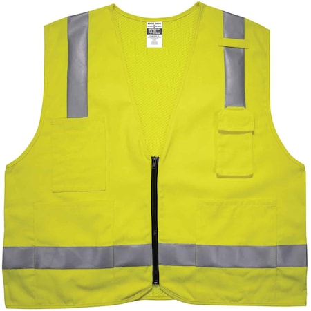 Lime S/M Hi-Vis FR Surveyor Vest - Class 2, NFPA 70E, Mesh MPN:8262FRZ