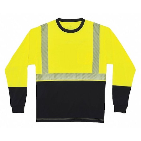 Black Front Perf. Lng Slv Shirt, M, Lime, Polyester, Lime, Black, M MPN:8281BK