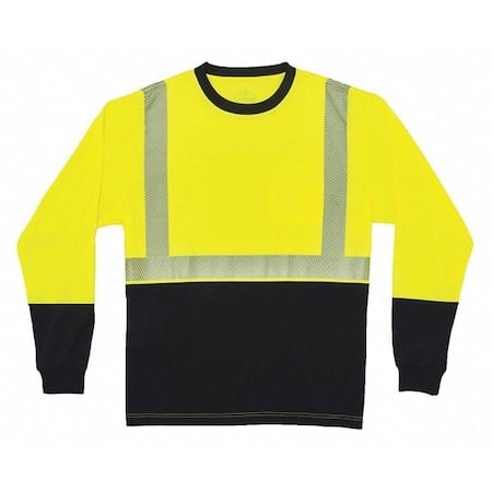 Black Front Perf. Lng Slv Shirt, 2XL, Lime, Polyester, Lime, Black, 2XL MPN:8281BK