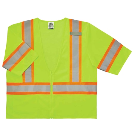 Two-Tone Safety Vest w/Sleeves S/M Class 3 U Back, Zipper 1 Pockets, 1 Mic Tab MPN:8330Z