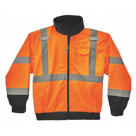 Hi-Vis 2-in-1 Bomber Jacket, Oxford Polyester, Class 3 Hi-Viz Orange, 3XL MPN:8379