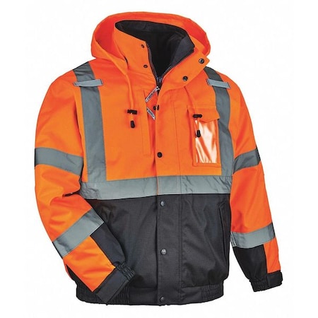 3-in-1 Bomber Jacket, 300D Oxford Polyester, Class 3 Type R, Hi-Viz Orange, 4XL MPN:8381