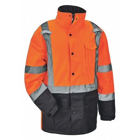 Hi-Vis Parka, 300D Oxford Polyester, Class 3 Type R, Hi-Viz Orange, 2XL MPN:8384