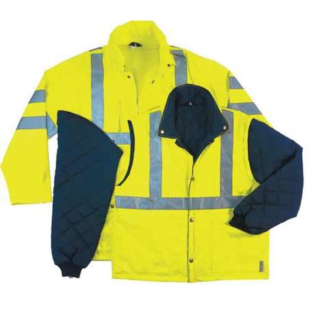 Hooded Jacket, Polyester, Class 3 Type R, Green, 5XL MPN:8385