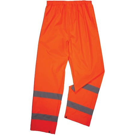 Lightweight Hi-Vis Rain Pants - Class E, 150D Oxford Polyester, Polyurethane, Elastic Waist Closure MPN:8916