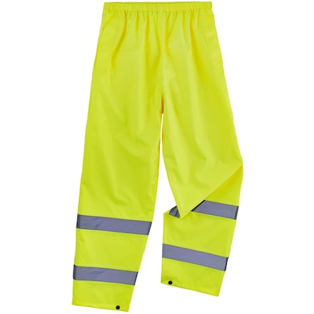 Lightweight Hi-Vis Rain Pants - Class E, 150D Oxford Polyester, Polyurethane, Elastic Waist Closure MPN:8916
