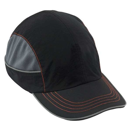Bump Cap, Long Brim Baseball, ABS, Hook-and-Loop Suspension, Black, Fits Hat Size One Size Fits Most MPN:8950