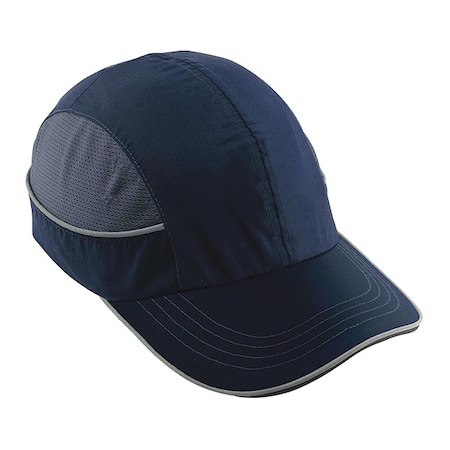 Bump Cap, Long Brim Baseball, ABS, Hook-and-Loop Suspension, Navy, Fits Hat Size One Size Fits Most MPN:8950