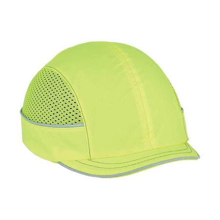 Bump Cap, Micro Brim Baseball, ABS, Hook-and-Loop Suspension, Hi-Visibility Lime MPN:8950