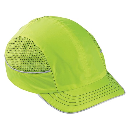 Bump Cap, Short Brim Baseball, ABS, Hook-and-Loop Suspension, Hi-Visibility Lime MPN:8950