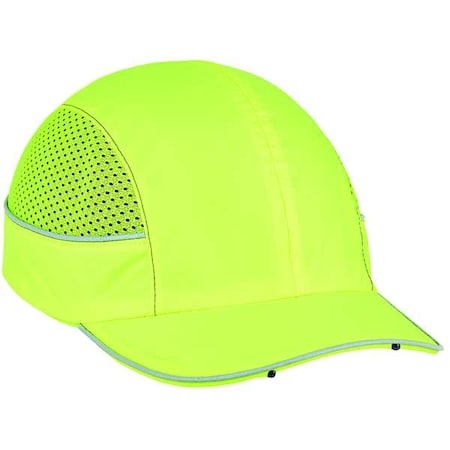 Bump Cap, Short Brim Baseball, ABS, Hook-and-Loop Suspension, Hi-Visibility Lime MPN:8960