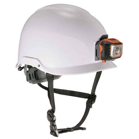 White Class E Safety Helmet + LED Light MPN:8974-LED