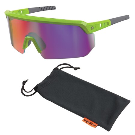 AEGIR, Safety Glasses, Purple Mirror Lens, Lime Frame MPN:AEGR-AFSPM