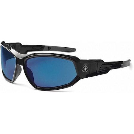 LOKI, Safety Glasses, Uncoated, Blue Mirror Lens, Black Frame, Full-Frame MPN:LOKI