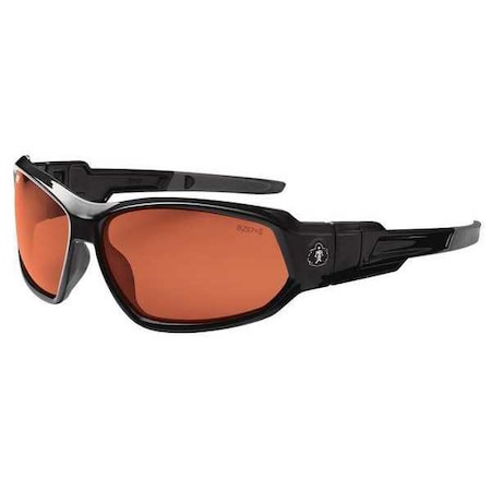 LOKI, Safety Glasses, Uncoated, Copper Lens, Black Frame, Full-Frame, Polarized MPN:LOKI-PZ