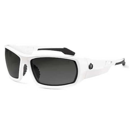 ODIN, Safety Glasses, Uncoated, Smoke Lens, White Frame, Full-Frame, Polarized MPN:ODIN-PZ