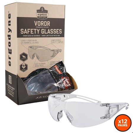 VORDR, Safety Glasses, Clear Lens, 12 PK MPN:VORDR-12