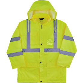 Ergodyne® 8366 Glowear® Type R Class 3 Lightweight Hi-Vis Rain Jacket Lime XL 24335