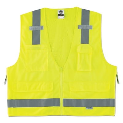 Lime Surveyor Vest Solid/Mesh Zip MPN:21427