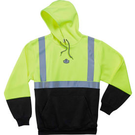 Ergodyne® GloWear® 8293 Class 2 Hooded Sweatshirt W/Black Front Lime/Black L 21684