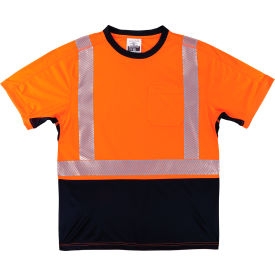 Ergodyne GloWear 8283BK Lightweight Performance Hi-Vis T-Shirt Class 2 Black Bottom 3XL Orange 23517