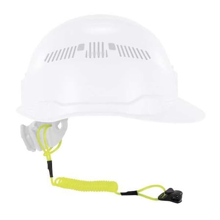 Coil Hard Hat Lanyard, Clamp, 13in. L, Lime MPN:3158