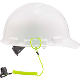 Ergodyne® Squids® 3158 Coil Hard Hat Lanyard with Clamp Lime 13