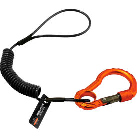 Ergodyne Squids® 3156 Coil Tool Lanyard w/ Single Carabiner Black 2lbs 19161 - Pkg Qty 6