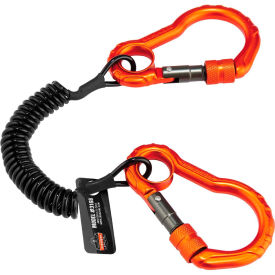 Ergodyne Squids® 3166 Coil Tool Lanyard w/ Dual Carabiners Black 2lbs 19162 - Pkg Qty 6
