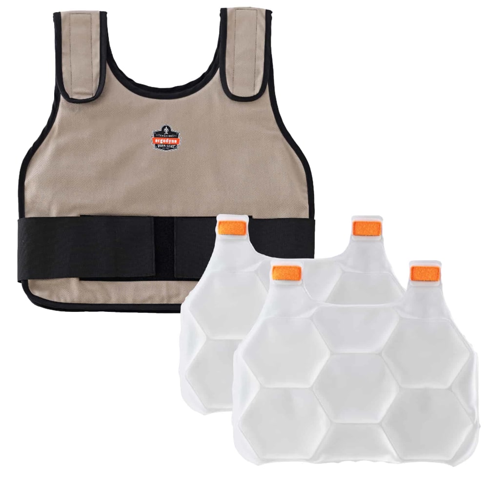 Ergodyne Chill-Its Phase Change Cooling Vest, With Cooling Pack, Standard, Small/Medium, Khaki MPN:12000