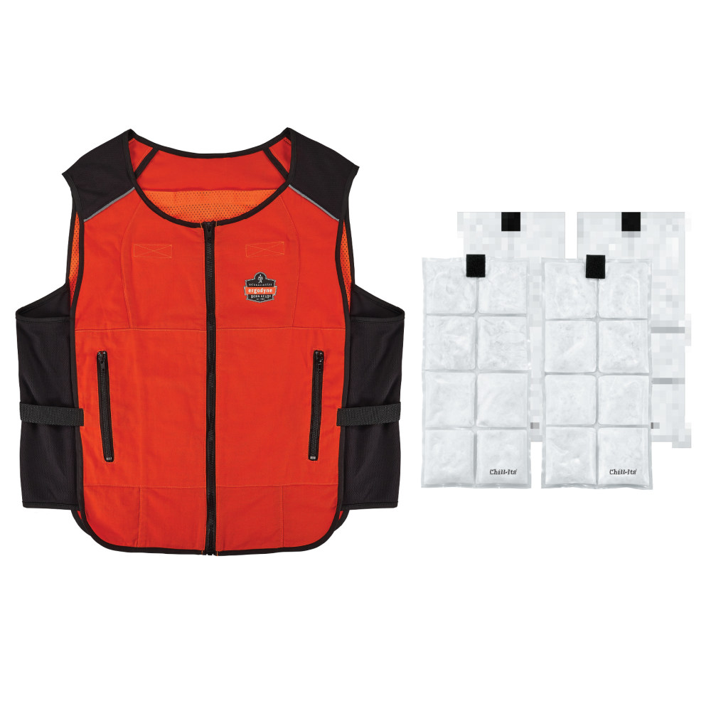 Ergodyne 6260 Lightweight Phase Change Cooling Vest And Packs, S/M, Orange, Total Qty 1 MPN:12009