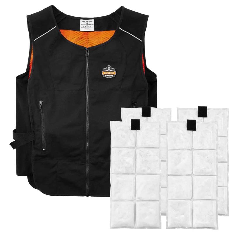 Ergodyne Chill-Its Phase Change Cooling Vest, With Packs, Small/Medium, Black, 6260 MPN:12133
