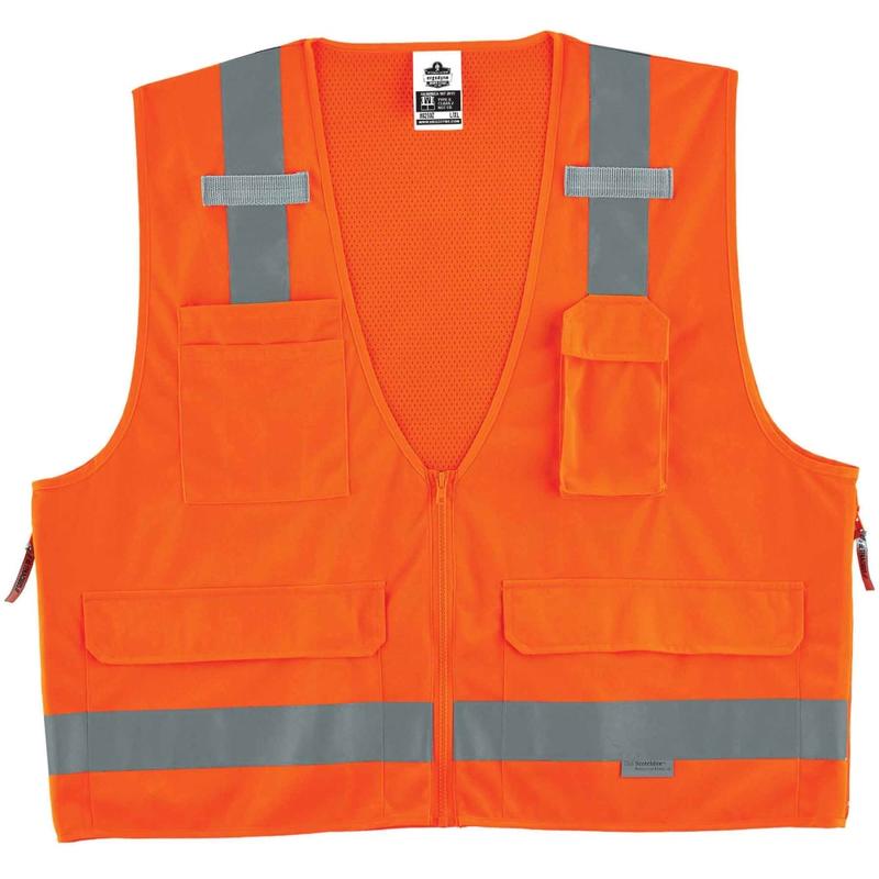 Ergodyne GloWear Safety Vest, Surveyors 8250Z, Type R Class 2, 4X/5X, Orange MPN:21419