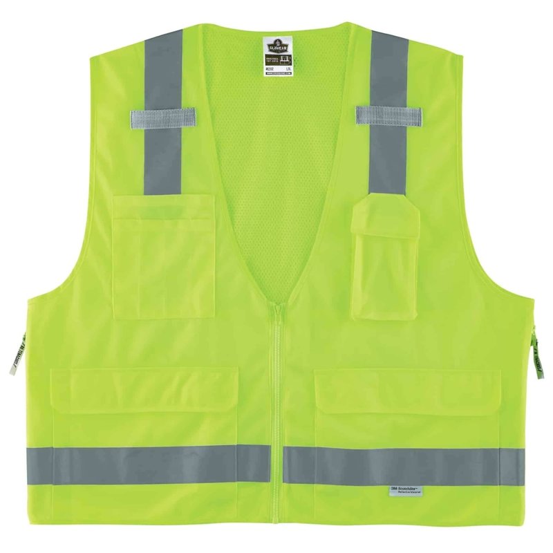 Ergodyne GloWear Safety Vest, Surveyors 8250Z, Type R Class 2, Small/Medium, Lime MPN:21423