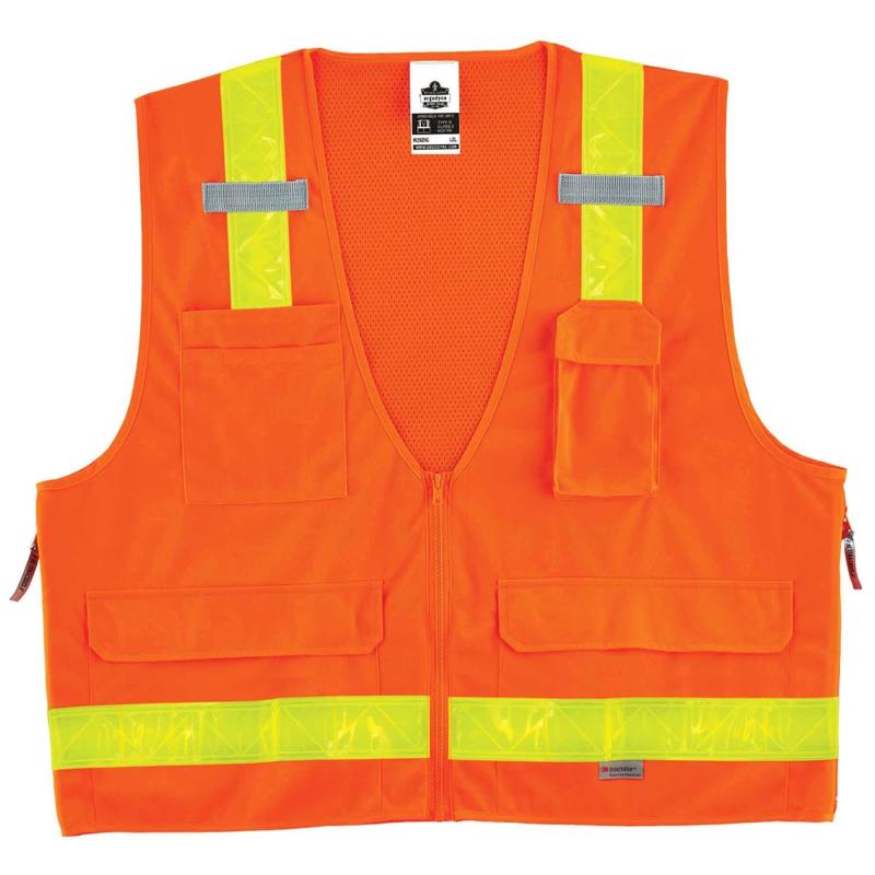 Ergodyne GloWear Safety Vest, Hi-Gloss Surveyors 8250ZHG, Type R Class 2, Small/Medium, Orange MPN:21433