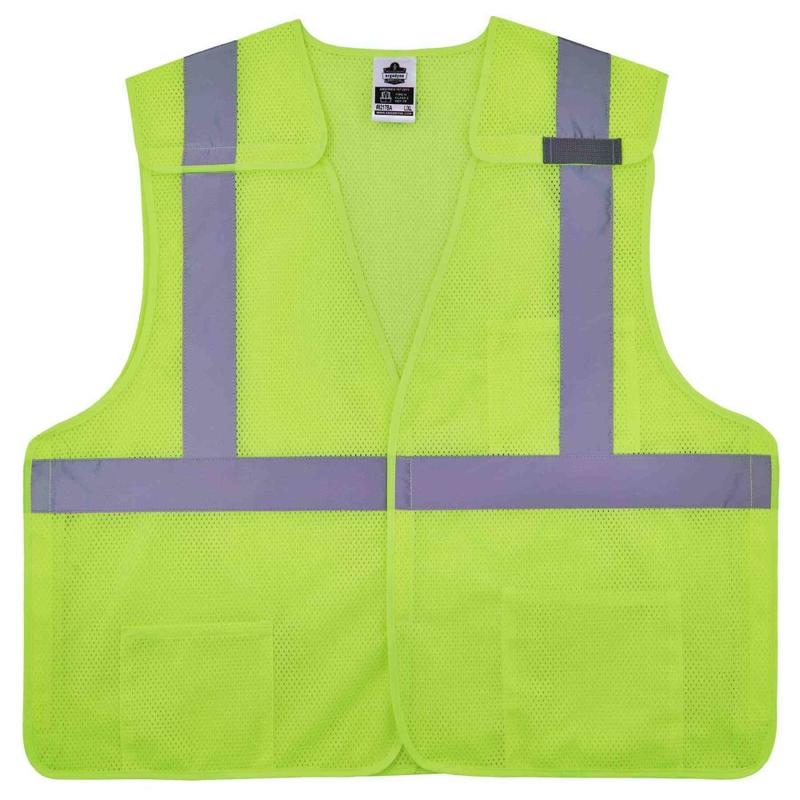 Ergodyne GloWear Safety Vest, Breakaway Hi-Vis 8217BA, Class 2, 4X/5X, Lime MPN:21529