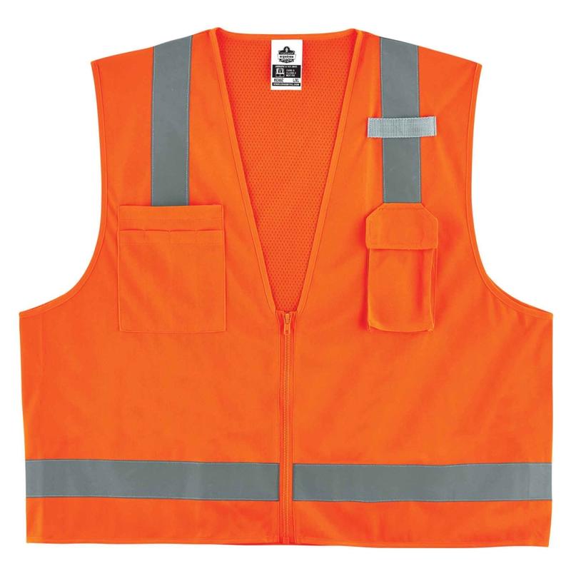 Ergodyne GloWear Safety Vest, Economy Surveyors 8249Z, Type R Class 2, Small/Medium, Orange MPN:24013
