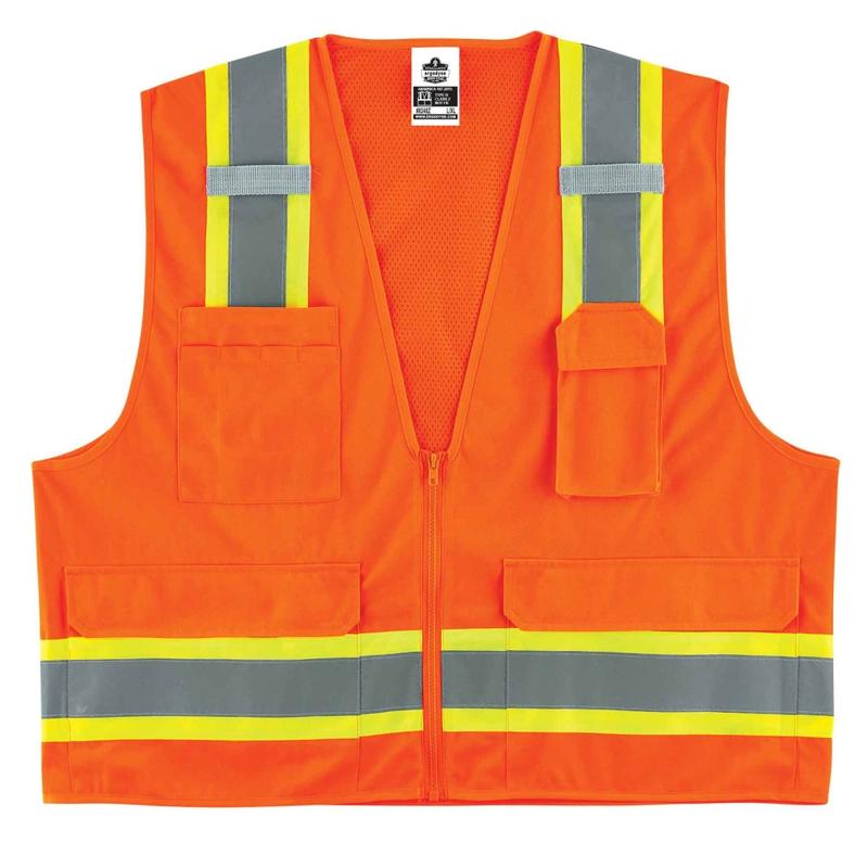 Ergodyne GloWear Safety Vest, 2-Tone Surveyors, Type-R Class 2, Large/X-Large, Orange, 8248Z MPN:24065
