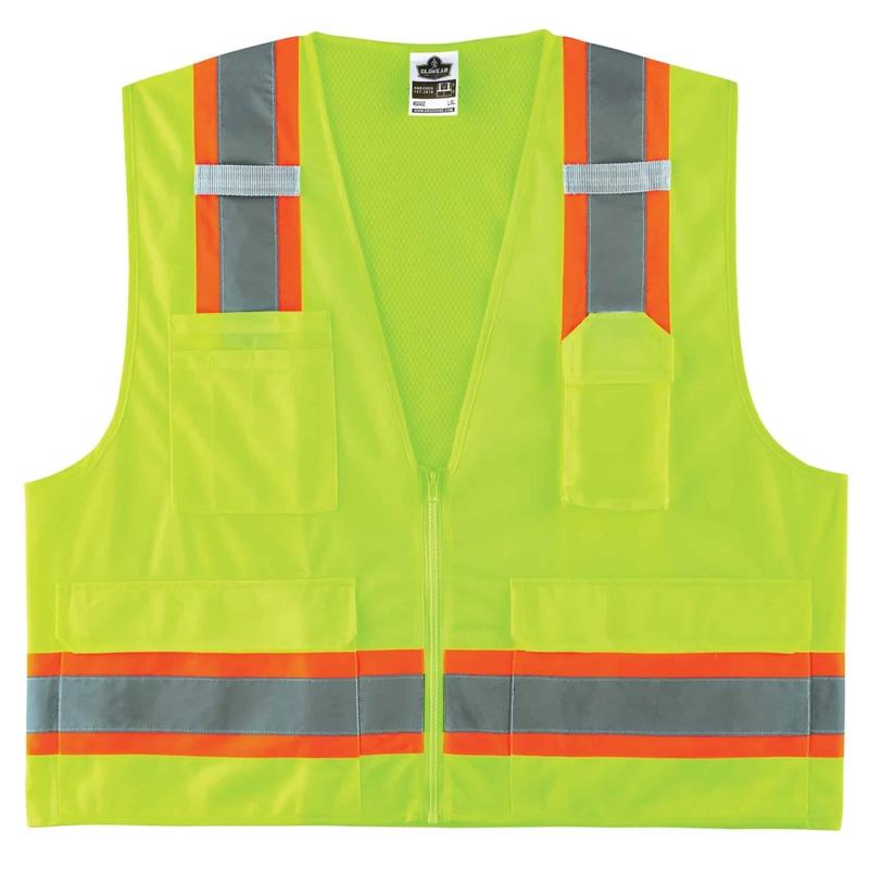 Ergodyne GloWear Safety Vest, 2-Tone Surveyors, Type-R Class 2, XX-Large/3X, Lime, 8248Z MPN:24077