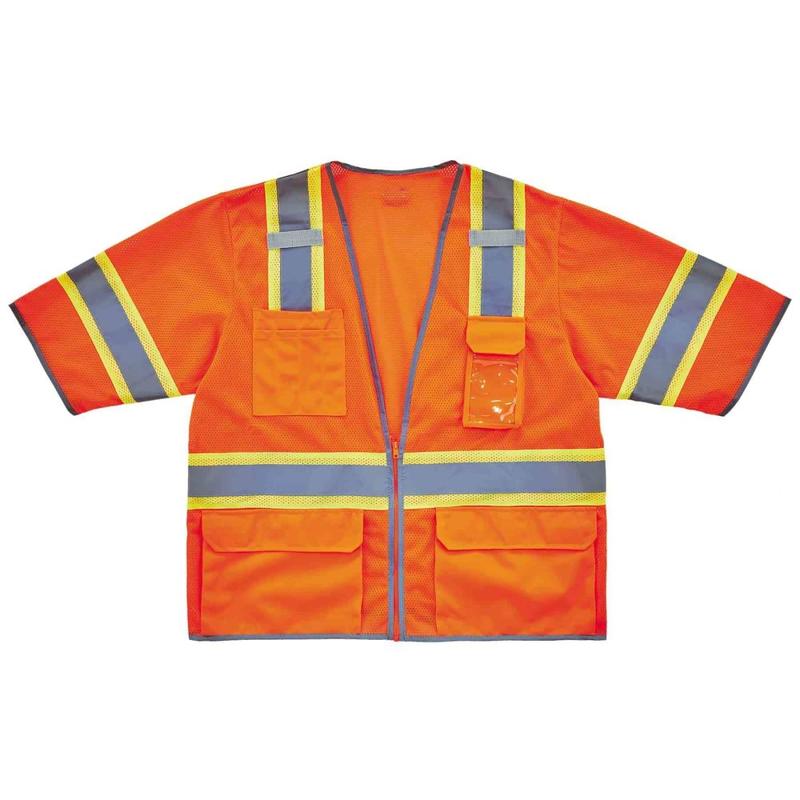 Ergodyne GloWear Safety Vest, 2-Tone Hi-Vis Surveyor 8346Z, Class 3, 2X/3X, Orange MPN:24157