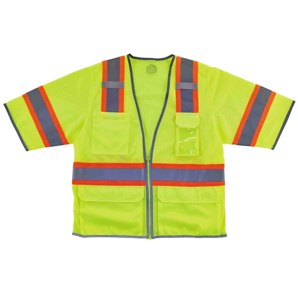 Ergodyne GloWear Safety Vest, 2-Tone Hi-Vis Surveyor 8346Z, Class 3, 4X/5X, Lime MPN:24169