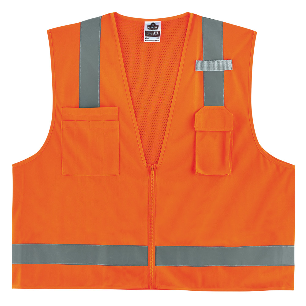 Ergodyne GloWear Surveyors Mesh Hi-Vis Class 2 Safety Vest, Small, Orange MPN:24512