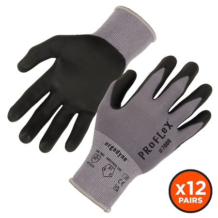 7000 12-Pair S Gray Nitrile-Coated Gloves Microf MPN:10362