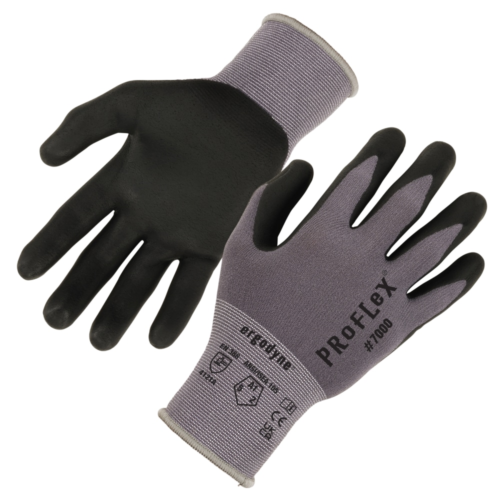 7000 12-Pair L Gray Nitrile-Coated Gloves Microf MPN:10364