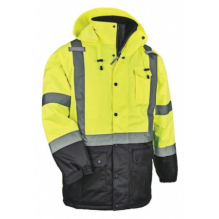 8384 Xl Lime Hi-Vis Winter Jacket Quilted Parka MPN:25565