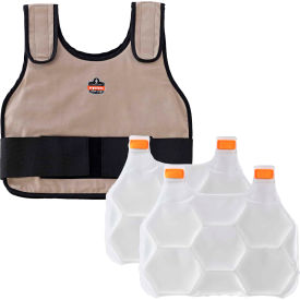 Ergodyne® 12010 Chill-Its® 6230 Phase Change Standard Cooling Vest W/Packs Khaki L/XL 12010