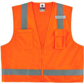 Ergodyne® GloWear® 8249Z Economy Surveyors Vest Zipper Class 2 XS Orange 24011