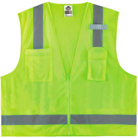 Ergodyne® GloWear® 8249Z Economy Surveyors Vest Zipper Class 2 XS Lime 24021