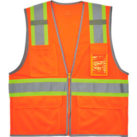 Ergodyne® GloWear® Two-Tone Mesh Vest Reflective Binding 4XL/5XL Type R Class 2 Lime 24149