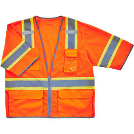 Ergodyne® GloWear® 8346Z Hi-Vis Two Tone Surveyor Vest Zipper Class 3 S/M Orange 24153
